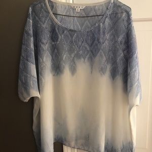Pretty Cabi Blouse - Chambray and Cream